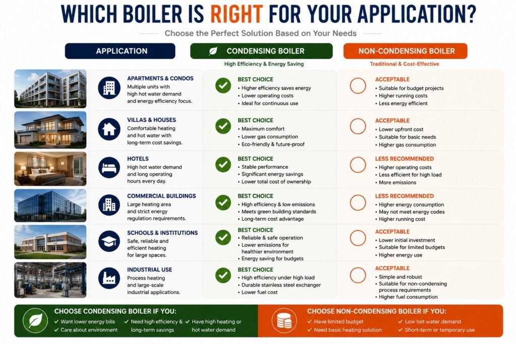 Condensing Boiler vs Non-Condensing Boiler: Best 2026 Guide 3 boiler application guide for choosing condensing or non-condensing systems